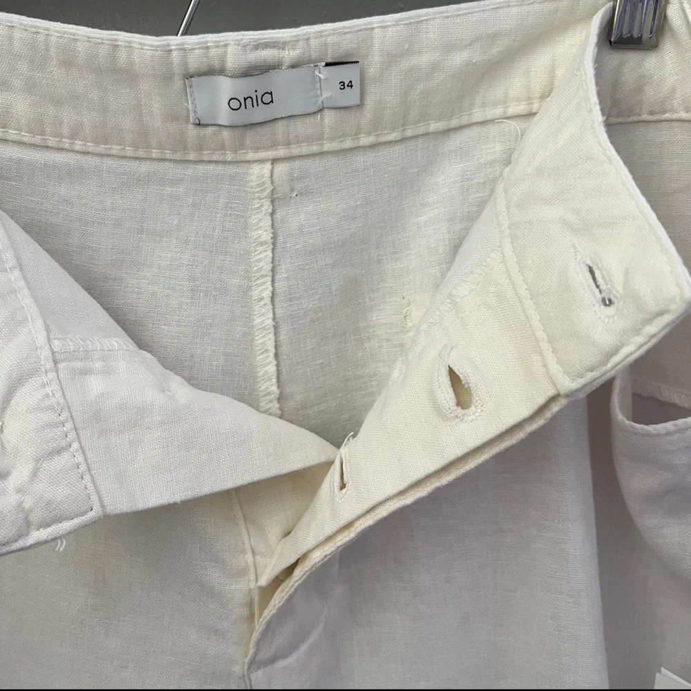 ONIA Traveler Straight Leg Linen Blend Shorts Size 34 New